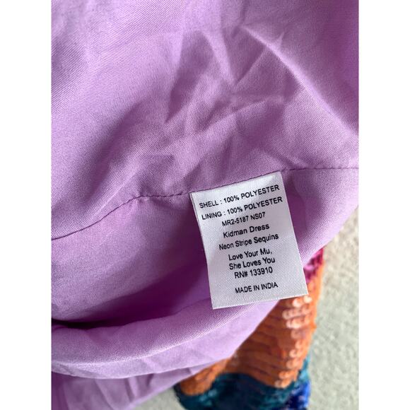 Show Me Your Mumu Kidman Mini Dress in Neon Stripe Sequins S - Picture 7 of 10